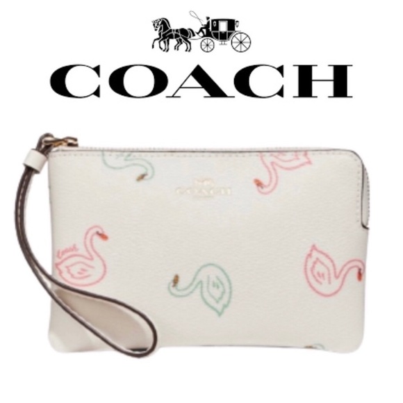 COACH, Colorful, Swan Leather Wristlet, NWT - Picture 1 of 7